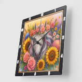 フローラユニコーンレインボーフォレスト スクエア壁時計 (傾斜)