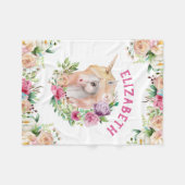 フローラユニコーン少女の毛布 フリースブランケット (正面(横))