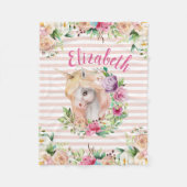 フローラユニコーン少女の毛布 フリースブランケット (正面)