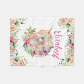 フローラユニコーン少女の毛布 フリースブランケット (正面(横))