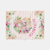 フローラユニコーン少女の毛布 フリースブランケット (正面(横))