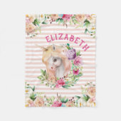 フローラユニコーン少女の毛布 フリースブランケット (正面)