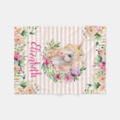 フローラユニコーン少女の毛布 フリースブランケット (正面(横))