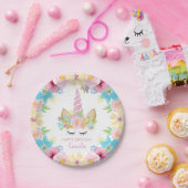 フローラユニコーン誕生日パーティーかわいい水色 ペーパープレート (パーティー)