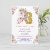 フローラユニコーン誕生日招待状グリッター 招待状 (スタンド正面)