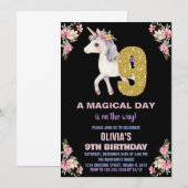 フローラユニコーン誕生日招待状 招待状 (正面/裏面)