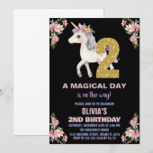 フローラユニコーン誕生日招待状 招待状 (正面/裏面)
