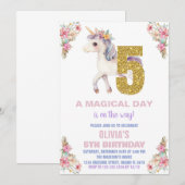 フローラユニコーン誕生日招待状 招待状 (正面/裏面)