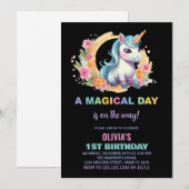 フローラユニコーン誕生日招待状 招待状 (正面/裏面)