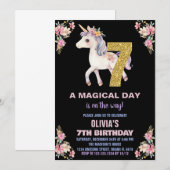 フローラユニコーン誕生日招待状 招待状 (正面/裏面)