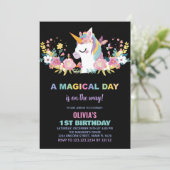 フローラユニコーン誕生日招待状 招待状 (スタンド正面)