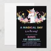 フローラユニコーン誕生日招待状 招待状 (正面/裏面)