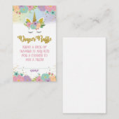 フローラユニコーン赤ちゃんシャワーおむつラッフルカード エンクロージャーカード (正面/裏面)