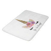 フローラユニコーン金ゴールドグリッター女の子らしい女の子スパークル バスマット (アングル)