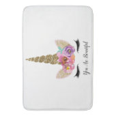 フローラユニコーン金ゴールドグリッター女の子らしい女の子スパークル バスマット (正面縦)