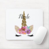 フローラユニコーン金ゴールドグリッター女の子らしい女の子スパークル マウスパッド (マウス)