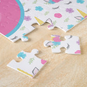 フローラユニコーン顔パーソナライズされたモノグラムキッズ ジグソーパズル (側面)