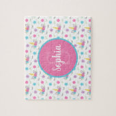 フローラユニコーン顔パーソナライズされたモノグラムキッズ ジグソーパズル (縦)