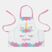 フローラユニコーン顔パーソナライズされた子供 エプロン (正面)