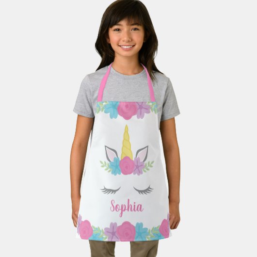 フローラユニコーン顔パーソナライズされた子供 エプロン (インサイチュ)