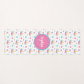 フローラユニコーン顔モノグラパーソナライズされたム ヨガマット (正面(横))