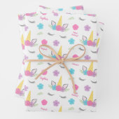 フローラユニコーン顔誕生日 パーソナライズされた ラッピングペーパーシート (インサイチュ)