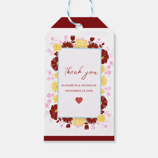 フローラユニークエレガントなウェディングフライトギフトラベル ギフトタグ (正面)