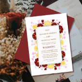 フローラユニークカラフル結婚式招待状テンプレート 招待状