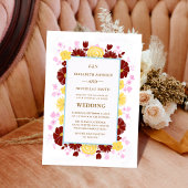 フローラユニークカラフル結婚式招待状テンプレート 招待状