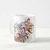 フローラユニークデザインマグエレガント：花をテーマにしたD コーヒーマグカップ (正面左)