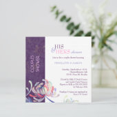 フローラユニークパープル結婚ズ・カップル・シャワー 招待状 (スタンド正面)