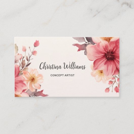 フローラユニーク水彩 名刺 (正面)