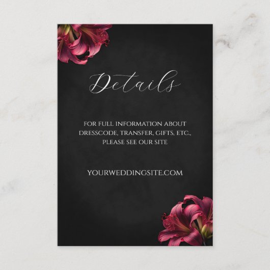 フローラユリ暗いゴシッ結婚クのエンクロージャカード エンクロージャーカード (正面)