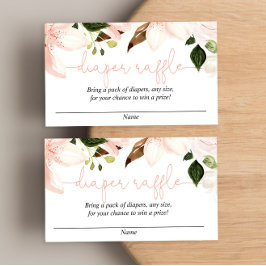 フローラユリ赤ちゃんシャワーおむつラッフルカード エンクロージャーカード