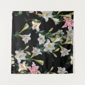 フローラユリ：黒い背絵画景 タペストリー (正面(横))