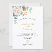 フローラユーカリの緑モダンのエレガントな結婚式 招待状 (正面)