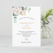 フローラユーカリの緑モダンのエレガントな結婚式 招待状 (スタンド正面)