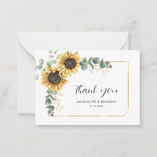フローラユーカリひまわり結婚の花ありがとう ノートカード (正面)