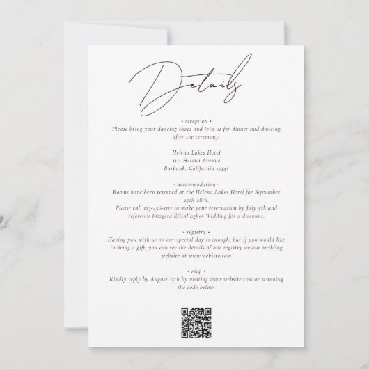 フローラユーカリプタケーキQRコード結婚ズ 招待状 (裏面)