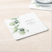 フローラユーカリプタス結婚式の引き出物 スクエアペーパーコースター (アングル)
