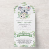 フローラユーカリプトゥスコアラガールベビーシャワー オールインワン招待状 (内側)
