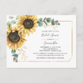 フローラユーカリプトゥスサンフラワーブライダルシャワー インビテーションポストカード (正面)