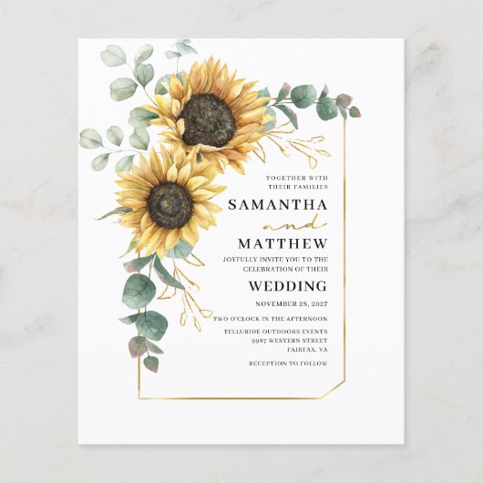 フローラユーカリプトゥスサンフラワー結婚式招待状 (正面)