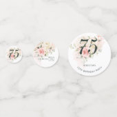 フローラユーカリプトゥス葉ピンク75th誕生日パーティー コンフェッティ (正面)