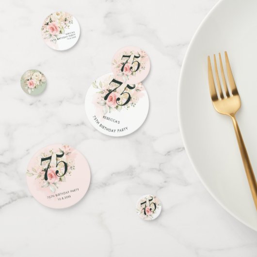 フローラユーカリプトゥス葉ピンク75th誕生日パーティー コンフェッティ (グループ)