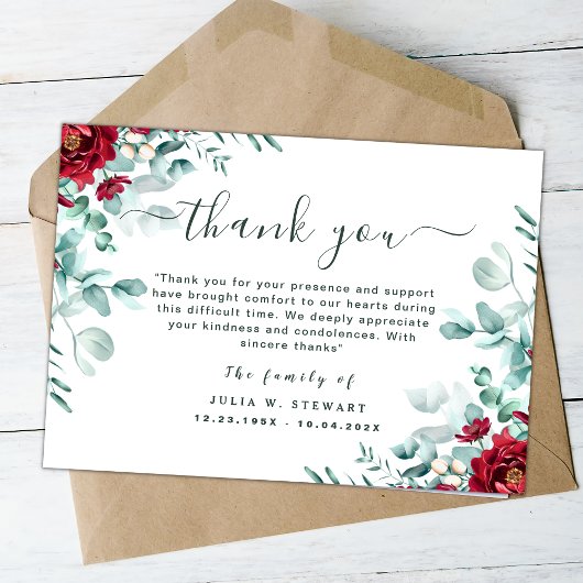 フローラユーカリモダンー葬儀サンキューノート カード