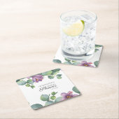 フローラユーカリ水彩画ブライダルシャワー スクエアペーパーコースター (インサイチュ)