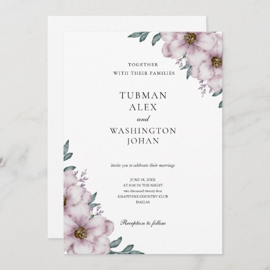 フローラユーカリ結婚式招待状 招待状 (正面/裏面)