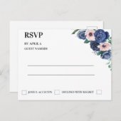 フローラユーカリ結婚式RSVPカード インビテーションポストカード (正面/裏面)
