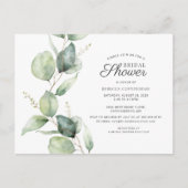 フローラユーカリ葉ススクリプトブライダルシャワー インビテーションポストカード (正面)